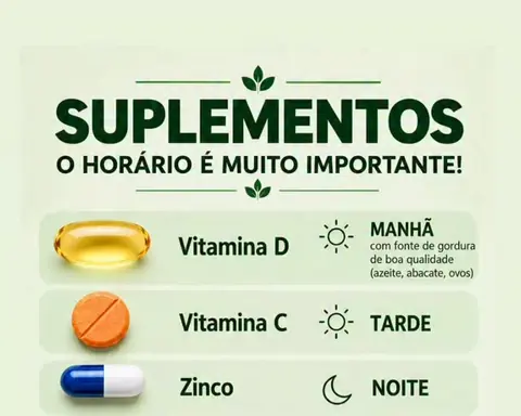 Material da clínica sobre o horário certo de cada suplemento